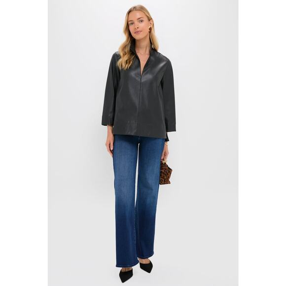 TUCKERNUCK Black Leather Margot Top Size XS NWT Retail $168 Tuckernuck - Picture 7 of 8